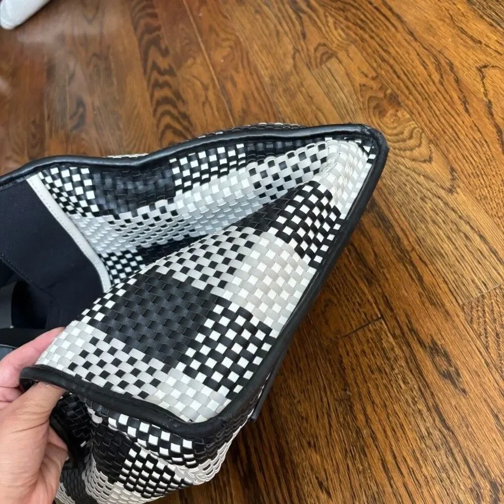 Proenza Schouler White Label Morris Woven Plaid Tote Black White Large